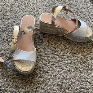 White & Gold Venus Wedges